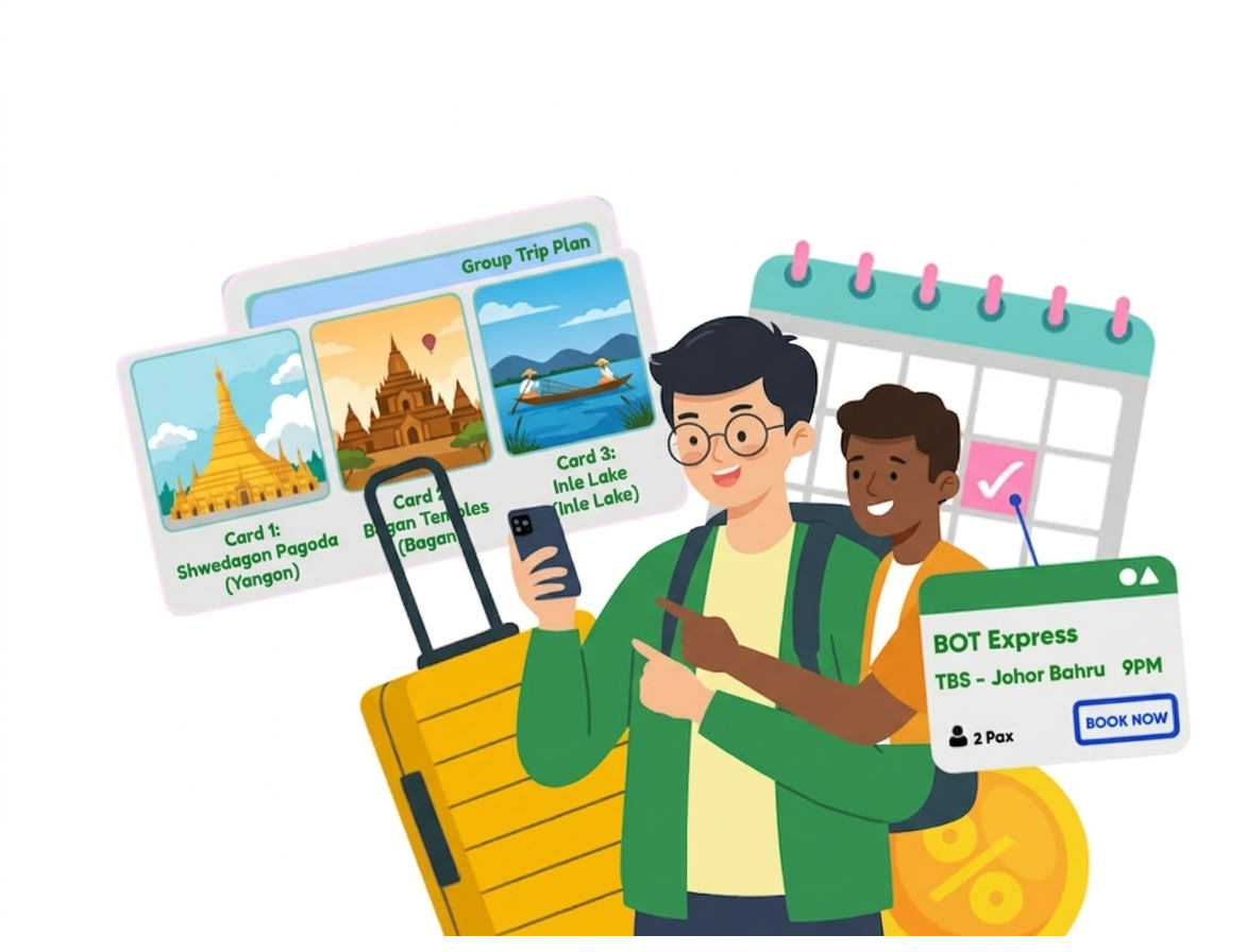Myanmar online booking illustration